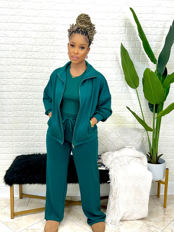 3pc Dark Green Pant Set