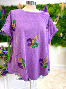 Vintage Washed Fleur De Lis Top